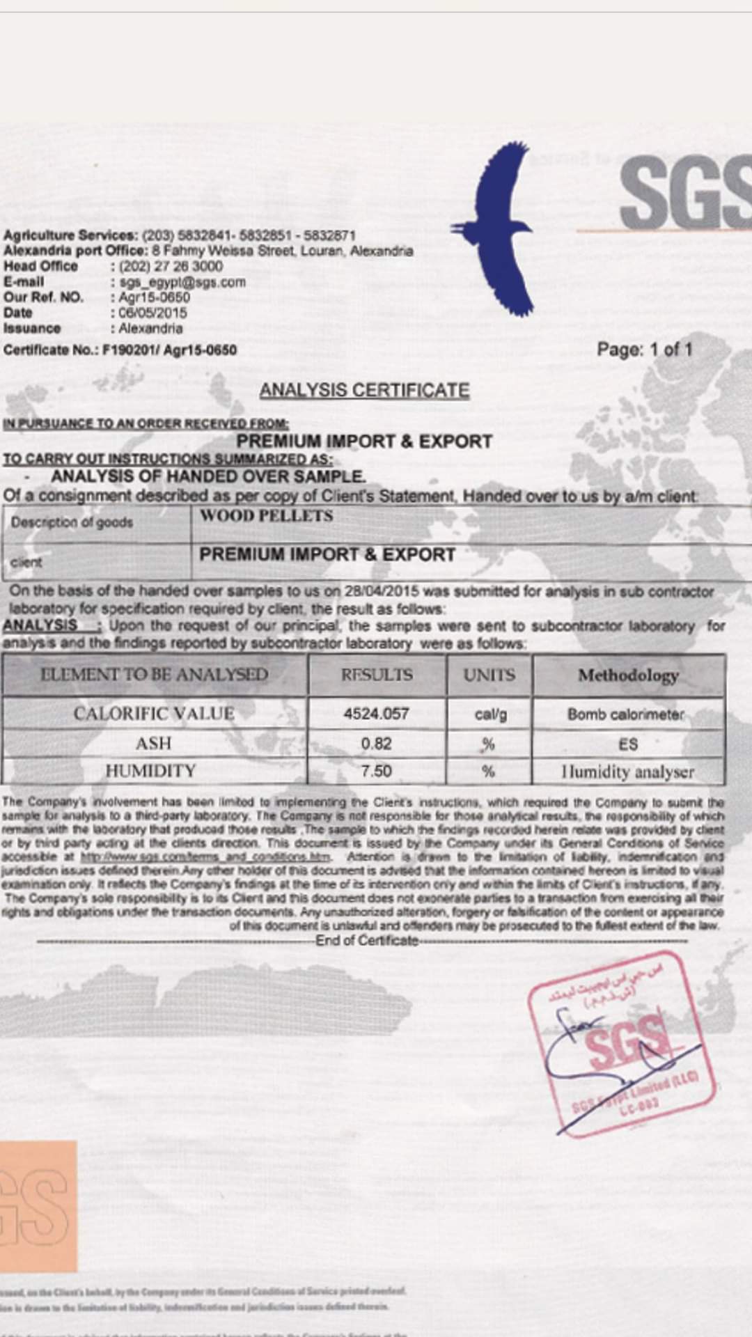 Premium For Biofuels - sgs certificate